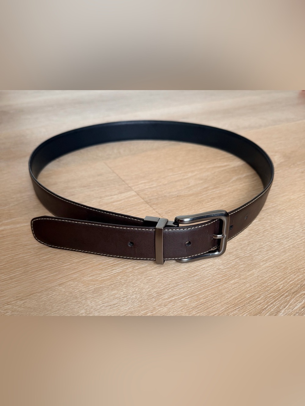 Lee Men’s Reversible Stitched Leather Belt Brown/Black Size 38